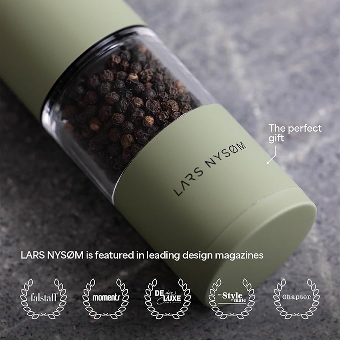 LARS NYSØM Salt and Pepper Mills Set with Adjustable Ceramic Grinder 2 Pieces I Manual Design (Stone Blue/Sky Blue)