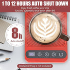 Mug Warmer - Electric Coffee Mug Warmer with Timer,Coffee Cup Warmer for Desk Auto Shut Off,Smart 6-Temperature Control, Coffee Accessories for Coffee Lovers Red