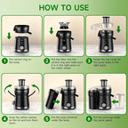 Juicer Machine, 500W Centrifugal Juicer Extractor with 3 Speed & Wide Mouth 3” Feed Chute for Fruit Vegetable, High Yield Juicer Included Cleaning Brush for Easy to Clean