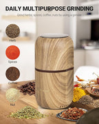 COOL KNIGHT Electric Herb Grinder [Large Capacity/High Rotating Speed]-Electric Grinder for Spices and Herbs (Wood grain 2)