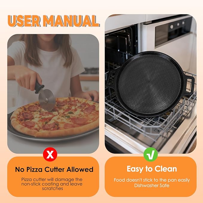 Laser-etched Nonstick Pizza Steel, 3-Layer Hybrid Steel Pizza Pan with Aluminum Core, Better Thermal Conductivity than Stone, Safe Up to 900°F, Food-grade Non-stick Oven Baking Pan, PTFE & PFAS Free