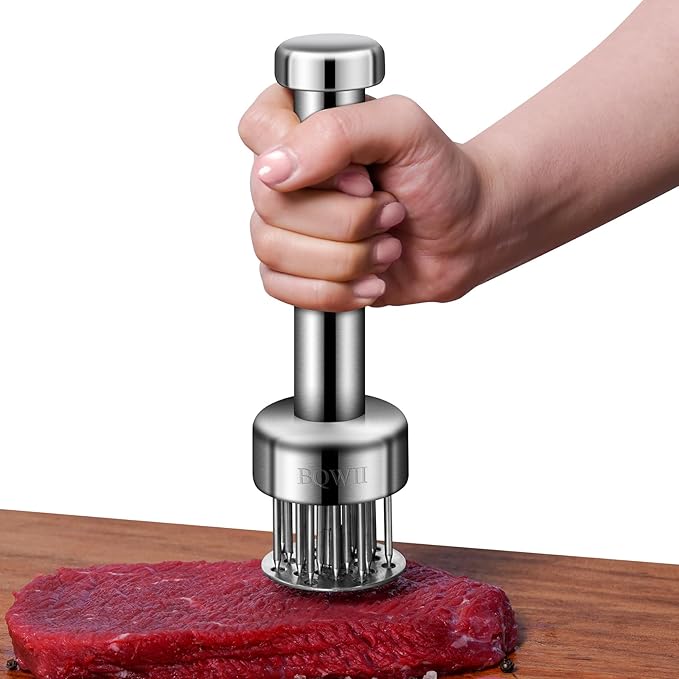 Stainless Steel Meat Tenderizer Tool with 21 Sharp Needles - A Meat Tenderizer Mallet for Chicken and Beef, Durable Meat Mallet Hammer, Easy-Grip Meat Hammer Tenderizer
