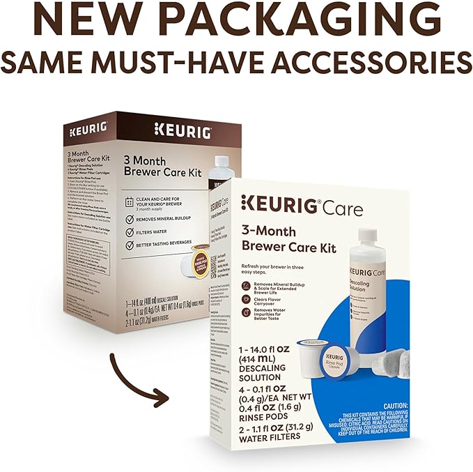 Keurig 3-Month Brewer Maintenance Kit Includes Descaling Solution, Water Filter Cartridges & Rinse Pods, Compatible Classic/1.0 & 2.0 K-Cup Coffee Makers, 7 Count
