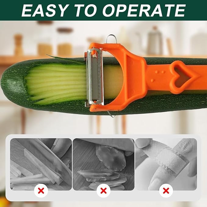 Pelador Multifuncional 2-En-1, Multi Cutter and Julienne Set with Grating Plate Great, 2025 Multifunctional Kitchenware Set with Grating Plate, Double-Edged for Easy Peeling (1 PCS)