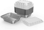 WANBAO 100 PACK 8.3"x6.2" Disposable Tin Foil Pans with Plastic Lids 2.25LB Aluminum Foil Food Containers for Cooking, Baking, Catering Party Meal Prep, Take Out, Freeze, Food Storage