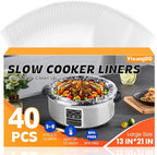 40 Pack Slow Cooker Liners, Large Size 13"x 21" Cooking Bags Disposable Pot Liners, Plastic Slow Cooker Bags Fits 3-8 Quarts, BPA Free, Suitable for Oval & Round Pot