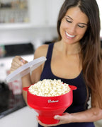 The Original Salbree Collapsible Silicone Microwave Popcorn Popper Maker Machine, Microwavable Bowl Holds 16 Cups, Uses Hot Air and Oil Always Optional - The Most Colors Available (Red)