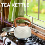 Tea pot, 3.2Qt Whistling Tea Kettle Stovetop, Convenient switch/heat-resistant handle, coffee, tea, milk teapots, Gas Electric Applicable (cream)