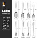18/8 Stainless Steel Measuring Spoons: Doosu Heavy Duty Rectangular Spoon Square Teaspoon Tablespoon Scoop with Slim Long Handle in Narrow Spice Jar for Kitchen Baking Cooking (Set of 8 with Leveler)