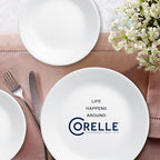 Corelle Vitrelle 18-Piece Service for 6 Dinnerware Set Triple Layer Glass and Chip Resistant, Lightweight Round Plates and Bowls Set, Winter Frost White