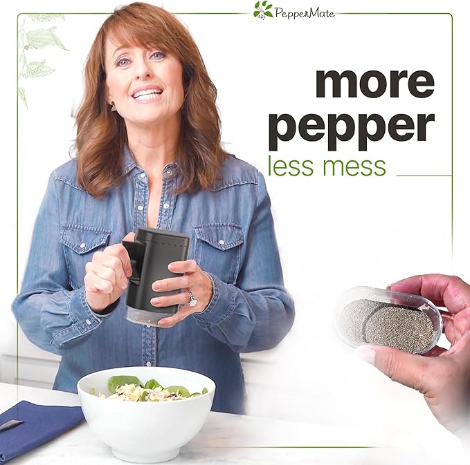 PepperMate Traditional Black Pepper Grinder Mill - Manual, High-Efficiency Salt and Pepper Grinder - Durable, Adjustable Coarseness Pepper Mill Grinder - Easy to Use