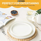 EWFEN Plates and Bowls Sets, 12 Pieces Ceramic Dinnerware Set for 4, Stoneware Dishware Dishes Set, Scratch Resistant Dishes Set, Dishwasher & Microwave Safe, White