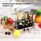 Cocktail Shaker Set, 23-Piece Boston Stainless Steel Bartender Kit with Acrylic Stand & Cocktail Recipes Booklet, Professional Bar Tools for Drink Mixing, Home, Bar, Party - Gold