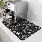 AMOAMI Coffee Mat Hide Stain Rubber Backed Absorbent Dish Drying Mat for Kitchen Counter - Fits Under Coffee Maker & Espresso Machine (16X24, Ink)