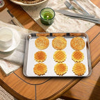 Baking Sheet with Rack Set [2 Pans + 2 Racks], Wildone Stainless Steel Cookie Sheet Baking Pan Tray with Cooling Rack, Size 12 x 10 x 1 Inch, Non Toxic & Heavy Duty & Easy Clean