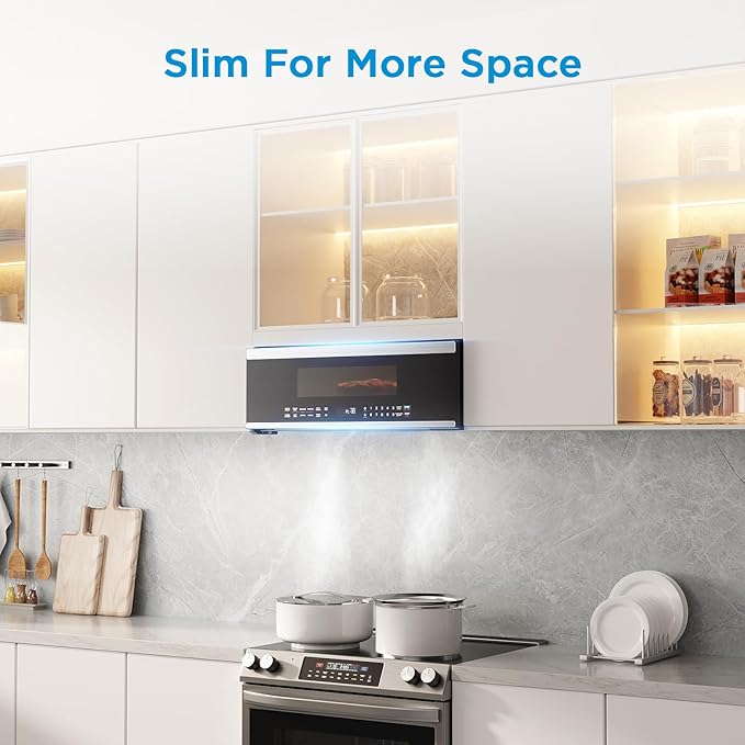 Midea MMO12S3ASTZ Over the Range Microwave Oven, 1.2 Cu.ft Slim Microwaves with Sensor Cook, Stainless Steel Microwaves, 1000W heating power with 400CMF vent fan