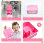 Game Bento Box for Kids, Lunch Box with Thermo(9oz Food Jar), Folding Spoon, Removable Divider & Sauce Cup, Lunch Box Kids for School,Travel, BPA-Free & Realistic Shape (Pink)