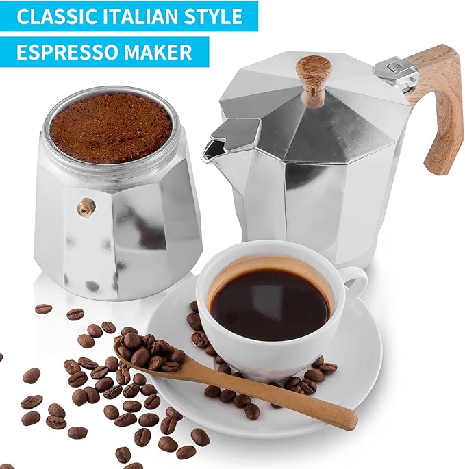 wedrink Stovetop Espresso Maker Aluminum Moka Pot 6 Cups Cuban Coffee Maker Stovetop Coffee Maker Moka Italian Espresso
