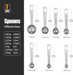 Doosu Measuring Spoons Set of 7-18/8 Stainless Steel Heavy Duty Teaspoons Tablespoons with Engraved Metric & US Measurements, Metal Measure Spoon for Dry and Liquid Ingredients, Dishwasher Safe
