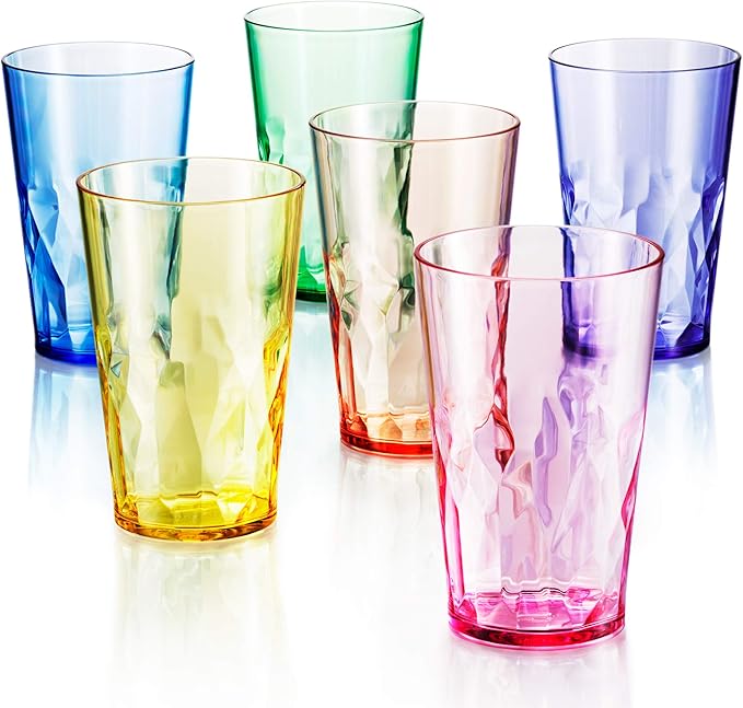 SCANDINOVIA - 19oz Unbreakable Premium Drinking Glasses Set of 6 - Super Grade Acrylic Plastic - Perfect for Gifts - Dishwasher Safe - Stackable - Drinkware Cups Reusable Water Tumbler