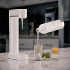 White Stainless Steel Sparkling Water Maker with 2 CO2 Cylinders & 2 Reusable Bottles