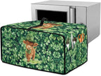 Highland Cow Four Leaf Clover Print Toaster Oven Cover Microwave Cover for Kitchen Countertop Appliance Dust Protector Decorative Oven Accessories for St. Patrick's Day Decor, Green, M