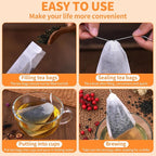 TamBee Disposable Drawstring Tea infusers Tea Filter Bags for Loose Tea Herbs 100Pcs 5.9" x 7.87" c for Brew Tea Cold Brew Coffee（ 5.9" x 7.87" /15 x 20cm） (100)