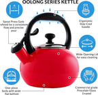 Chantal 1.8 QT Kettle, Buttons Series, Premium Enamel on Carbon Steel, Whistling, Even Heating & Quick Boil (Red)