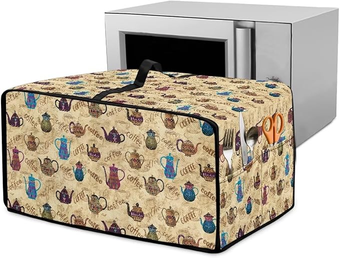 Coffee Kettle Print Toaster Oven Dust Cover, Fingerprint Protectors and Greasy Protection Machine Washable Universal Toaster Oven Protector for Kitchen, (Large-18.5*22.5*12.99 inches)