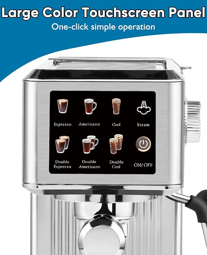 CUSIMAX Espresso Machine 20Bar Compact Coffee Machine with Powerful Steam Wand for Latte & Cappuccino, Stainless Steel Espresso Maker with 34oz Remevable Water Tank