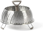 Martha Stewart Richburn 10.6-Inch Telescopic Folding Steamer Insert with Nylon Handle – Mirror Finish, Durable Stainless Steel Vegetable and Food Steamer