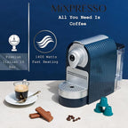 Mixpresso Blue Espresso Machine for Nespresso Compatible Capsule, Single Serve Coffee Maker Programmable for Espresso Pods, Premium Italian 19 Bar High Pressure Pump 27oz, 1400w Capsule Coffee Maker