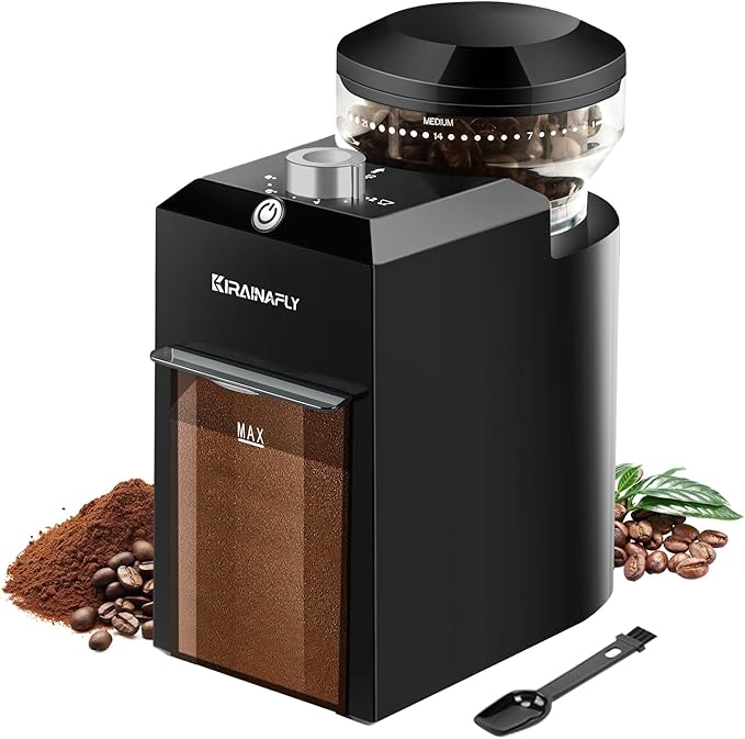Electric Burr Coffee Grinder,Adjustable coffee grinder with 28 Precise Grind Setting for French Press, Drip Coffee and Espresso,12 Cups, (Black+ Light Gray)