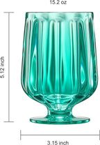 15oz Unbreakable Premium Drinking Glasses Set of 4 - Super Grade Acrylic Plastic - Perfect for Gifts - European Style Tritan Shatterproof BPA-free Reusable Glassware Dishwasher-Safe, Indoor & Outdoor