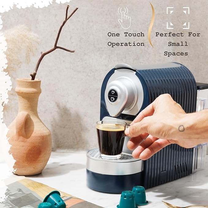 Mixpresso Blue Espresso Machine for Nespresso Compatible Capsule, Single Serve Coffee Maker Programmable for Espresso Pods, Premium Italian 19 Bar High Pressure Pump 27oz, 1400w Capsule Coffee Maker