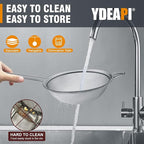 Ydeapi Fine Mesh Strainer, Stainless Steel Strainers with Sturdy Handle, Set of 3 Metal Sieve for Kitchen Food, Rice, Quinoa, Tea - 7", 4.6", 2.7"