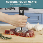 KAYCROWN Meat Pounder Tenderizer, Stainless Steel Kitchen Meat Tenderizer Hammer, Round Chicken Flattener Tool with Comfortable-Grip Rubber Handle for Flattening Cutlets and Tenderizing Meat