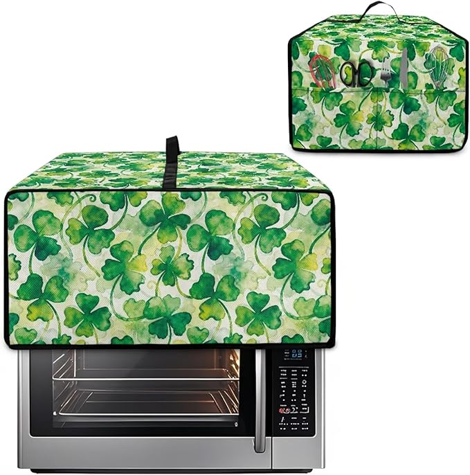 Clover Print Toaster Oven Cover Heavy Duty, Heat Resistant Dust-proof Toaster Cover Kitchen Small Appliance Protective Slipcover Washable Slipcover for Kitchen Counter, Green, S