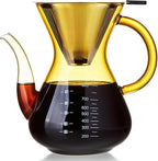 Unbreakable - Pour Over Coffee Maker with Double Stainless Filter 27 fl oz, Thickened Heat-Resistant Borosilicate Glass Pour Over Coffee Dripper, Stovetop Safe