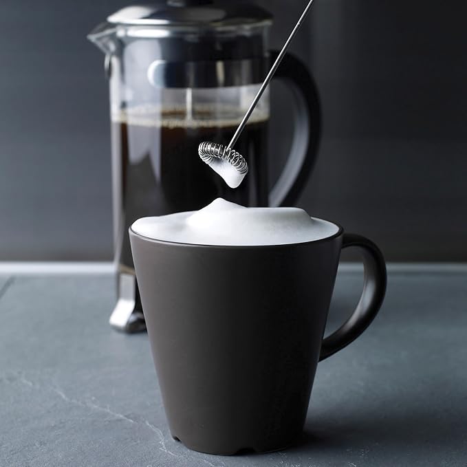 Aerolatte Steam-Free Milk Frother, Satin Finish, 18/8 Stainless Steel Whisk, BPA-Free Plastic Housing, Batteries Included