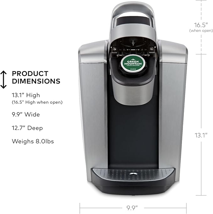 Keurig K-Elite Single Serve K-Cup Pod Coffee Maker, with Strength and Temperature Control, Iced Coffee Capability, 8 to 12oz Brew Size, Programmable, Brushed Silver