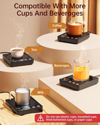 SWEETFULL Coffee Mug Warmer – 36W Coffee Cup Warmer for Desk with Smart Display & Auto Shut-Off, Candle Warmer, Electric Cup Warmer for Coffee, Milk and Tea, for Women & Men (Black)