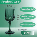 Plastic Wine Glasses, Plastic Goblets Vintage Style Cordial Unbreakable Drinking Glasses, Reusable Drinkware for Wedding Reception, Grand Event Party Supplies (48, Green)