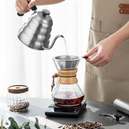 Pour Over Coffee Maker Set – 40oz Gooseneck Kettle with Thermometer, Coffee Grinder & 20oz Drip Coffee Maker – Stainless Steel Pour Over Coffee Set