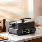 Slow Cooker, Techwood 7.5-Quart Multi-Cooker with 5-Level Heat Settings, Come with Non-stick Skillet Pan & Cooking Pot, Dishwasher Safe, Black
