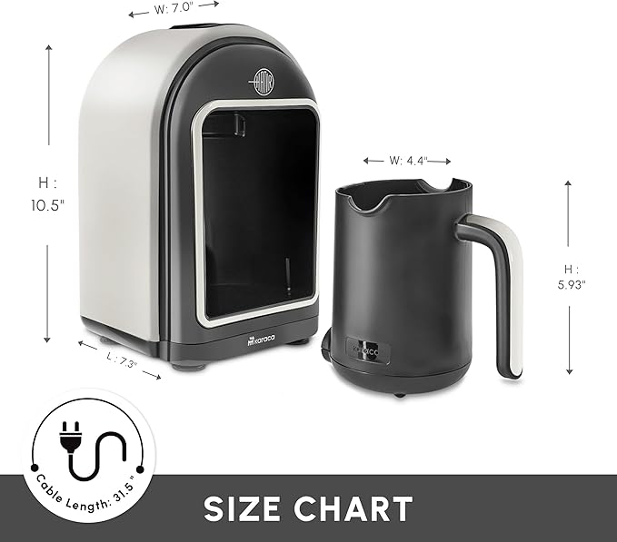 KARACA Hatır Turkish Coffee Maker, 5 Cups Electric Turkish Coffee Machine with Ember Mode, Automatic Temperature Control, Overflow Protection, Audible & Visual Alerts, Cream