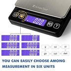 KitchenTour Digital Kitchen Scale - 500g/0.01g High Accuracy Precision Multifunction Food Meat Scale Small Scale Jewelry Lab Carat Powder Scale with Back-Lit LCD Display(Batteries Included)
