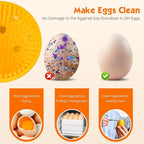 2 PCS Egg Washer for Fresh Eggs, Silicone Egg Brush Cleaner, Egg Cleaner Scrubber for Fresh Eggs, Reusable Multipurpose Washing Egg Tool for Fruits and Vegetables (Grey/White)