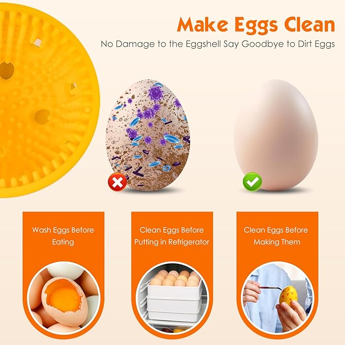 Egg Brush Cleaner, Egg Cleaner Scrubber for Fresh Eggs, Cute Chick Shaped Silicone Egg Washer, Reusable Multipurpose Washing Egg Tool for Fruits and Vegetables(White)