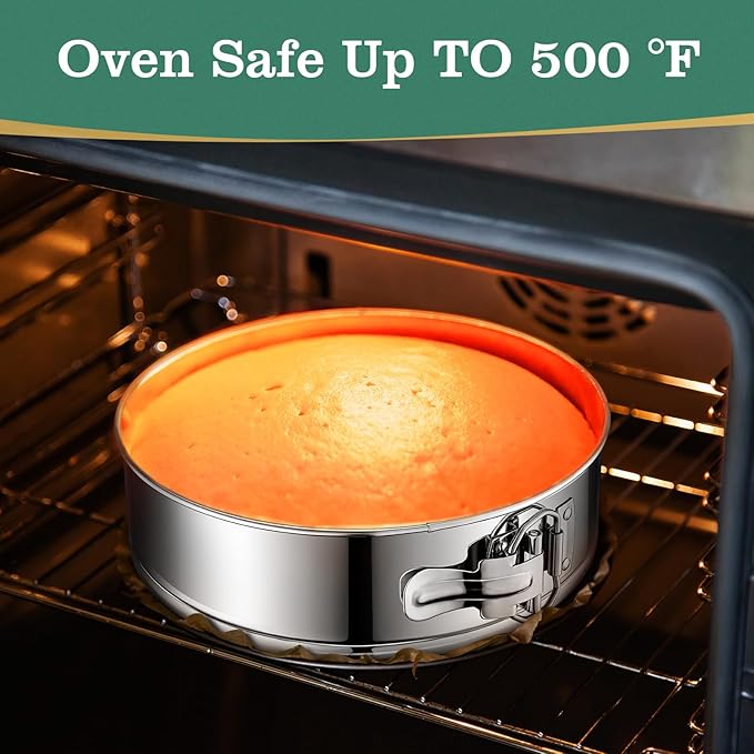 9 Inch Springform Cake Pan, 304 Stainless Steel Springform Pans, Leakproof & Nonstick Cheesecake Pan with Removable Bottom, Round Spring Form Cake Pan For Baking